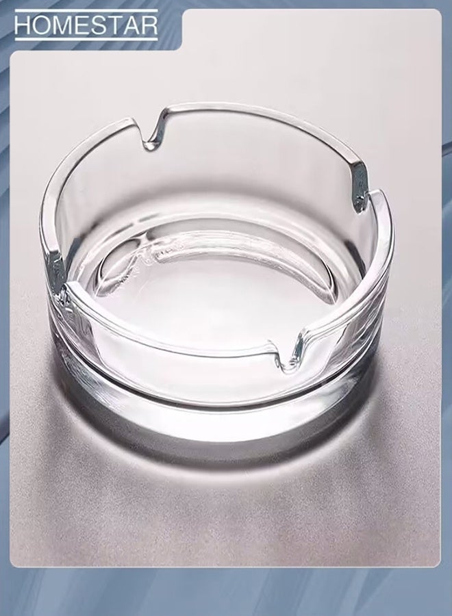 HOMESTAR Glass 4 Inch Round Glass Ashtray Transparent | Heavy Clear Glass Ash Tray for Home Office Hotel Café | Durable Tabletop Smoking Accessory - Image 1