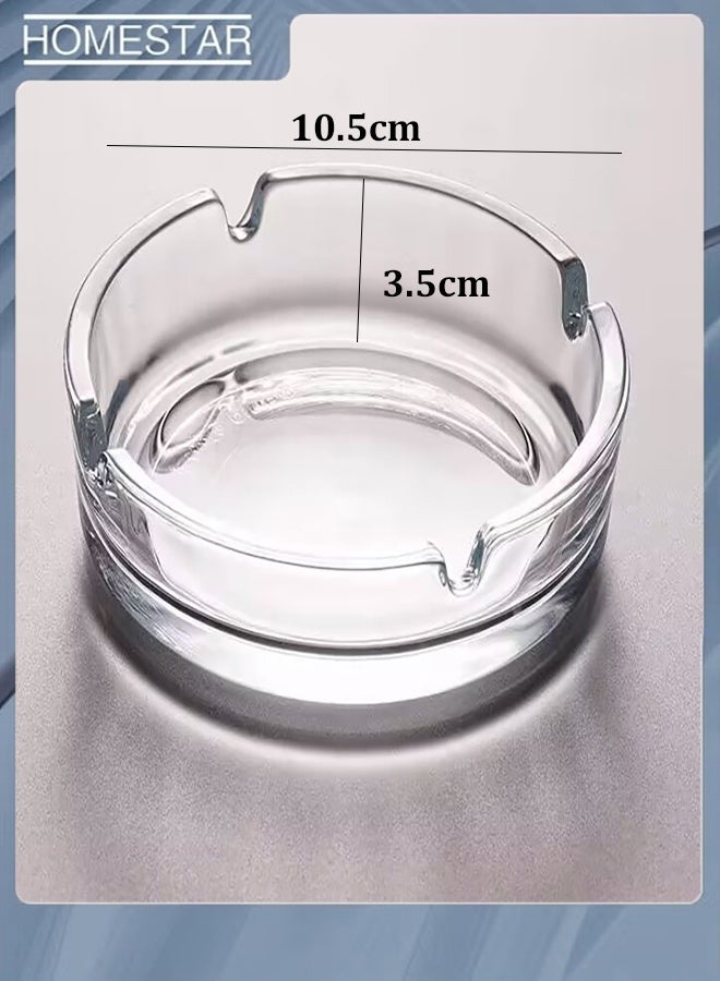 HOMESTAR Glass 4 Inch Round Glass Ashtray Transparent | Heavy Clear Glass Ash Tray for Home Office Hotel Café | Durable Tabletop Smoking Accessory - Image 3