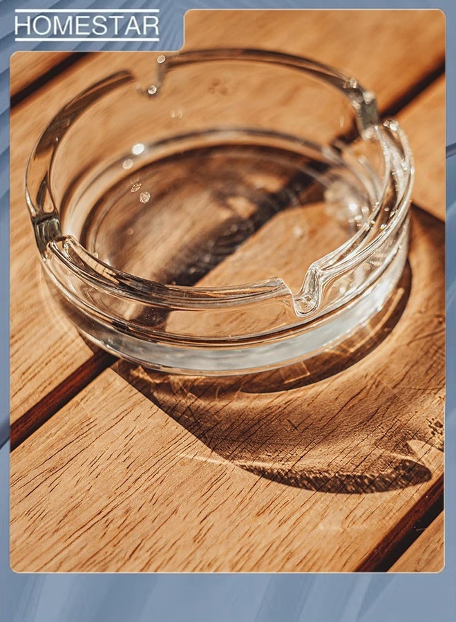 HOMESTAR Glass 4 Inch Round Glass Ashtray Transparent | Heavy Clear Glass Ash Tray for Home Office Hotel Café | Durable Tabletop Smoking Accessory - Image 2