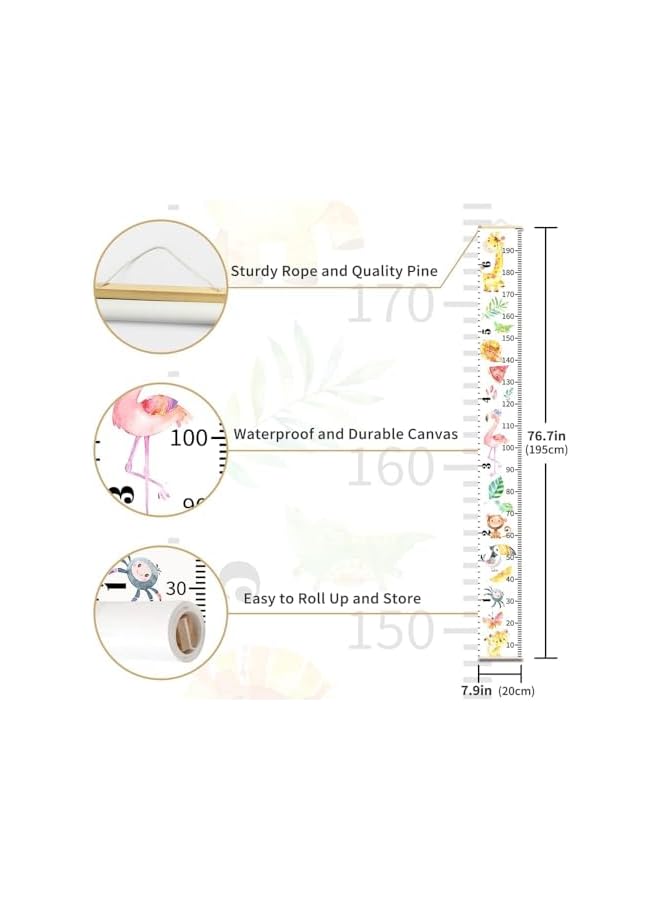 The Bros Kids Growth Chart for Wall, 200 X 20 CM Premium Canvas Removable Height Chart for Kids Height Measurement for Wall, Height Chart for Kids & Babies, Kids Height Wall Chart (Green Plants) - Image 3