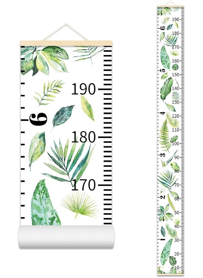 The Bros Kids Growth Chart for Wall, 200 X 20 CM Premium Canvas Removable Height Chart for Kids Height Measurement for Wall, Height Chart for Kids & Babies, Kids Height Wall Chart (Green Plants) - Image 1