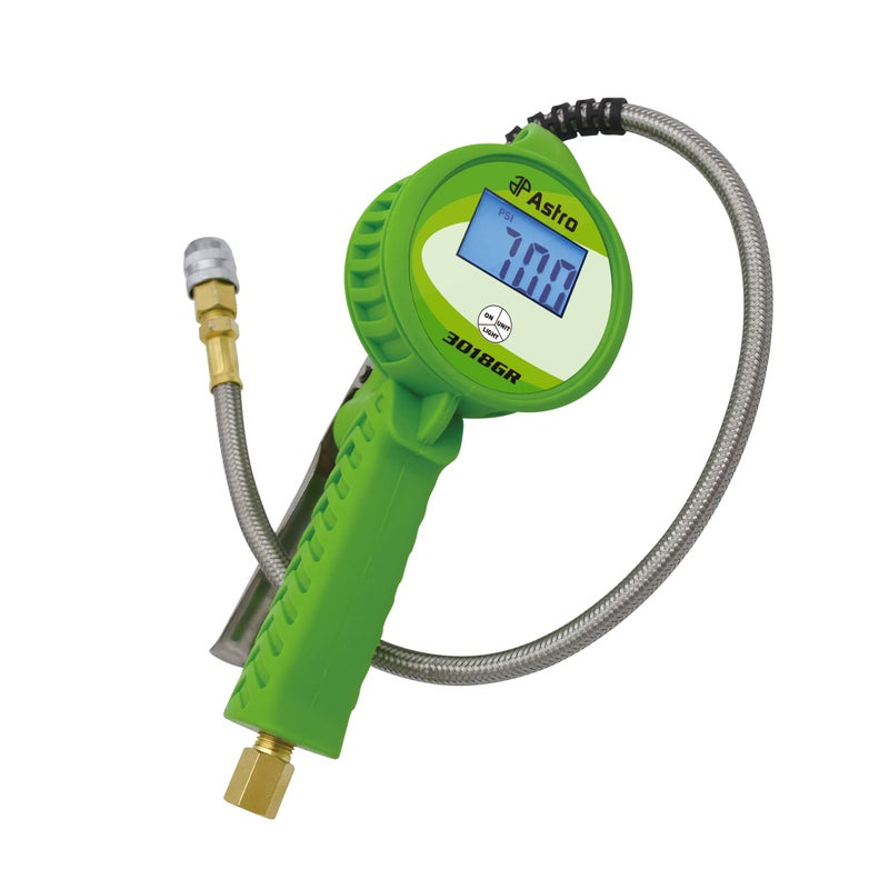 Astro Tools 3018GR Digital Tire Inflator w/Stainless Steel Hose & Push-Lock Coupler Chuck - Green, Large - Image 5