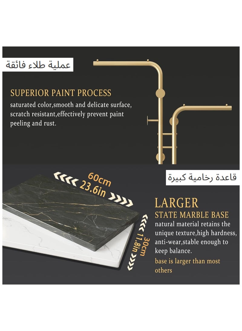 اكسيسن حامل معاطف مزدوج القطب، حامل معاطف عصري مع 5 خطافات وقاعدة رخامية طبيعية، حامل معاطف معدني لغرفة النوم، المدخل، المدخل، المدخل، غرفة المعيشة، ديكور المنزل - Image 2