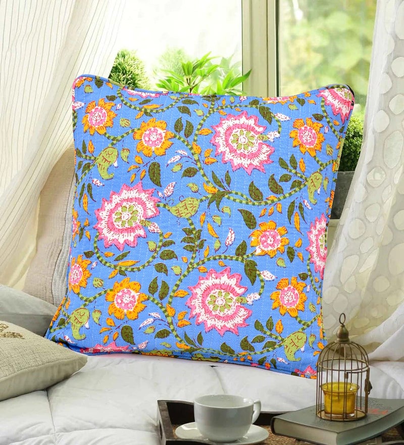 RRC Super Soft Cotton Quilted Reversible Cushion Covers 16X16(Inches),Pack of 5, Front is Quilted with Soft Cotton Hidden Zipper Closure - Image 1
