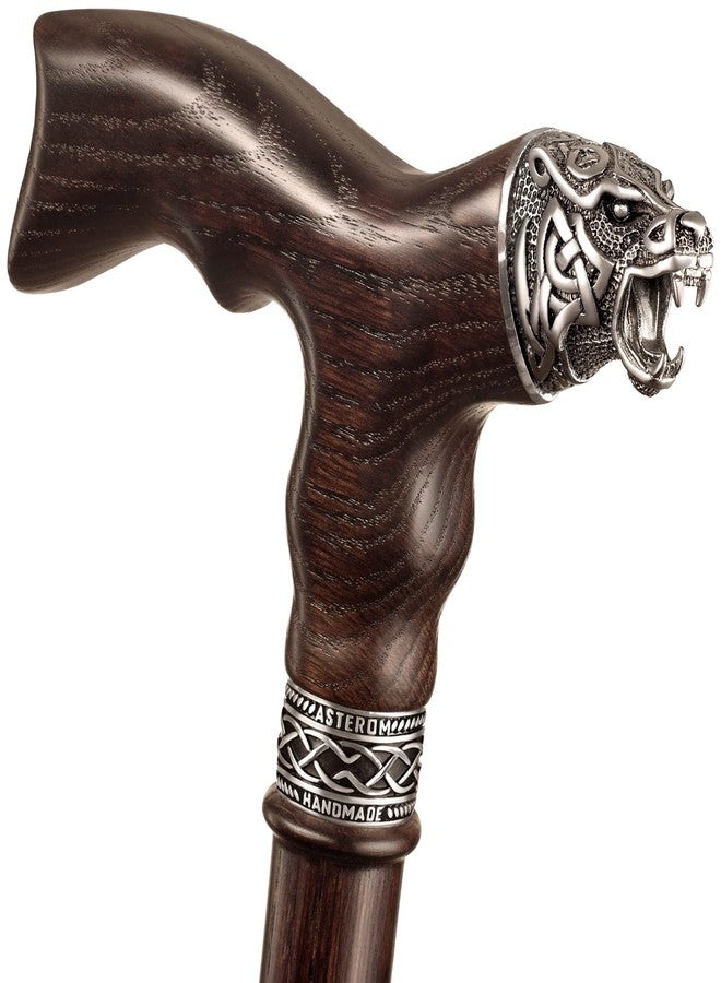 Asterom Handmade Celtic Walking Cane for Men - Bear - Cool Wood Cane Stylish Walking Stick - Image 1