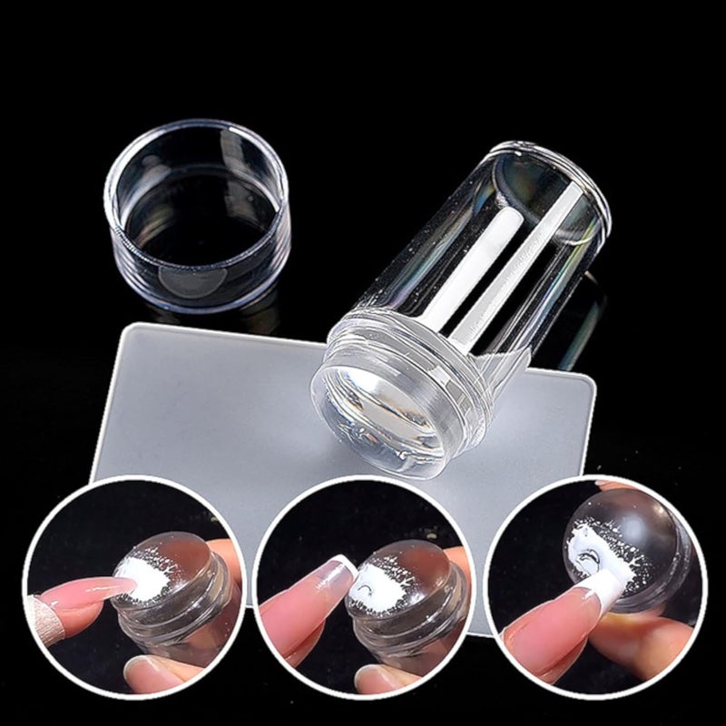 KASUWA Nail Stamper French Manicure Silicone Nail Art Stamper Easter Day Nail Supplies Clear Jelly Nail Stamper Jelly Head DIY for Nail Stamp Printing Stamping Plates Nail Stamping with Sc