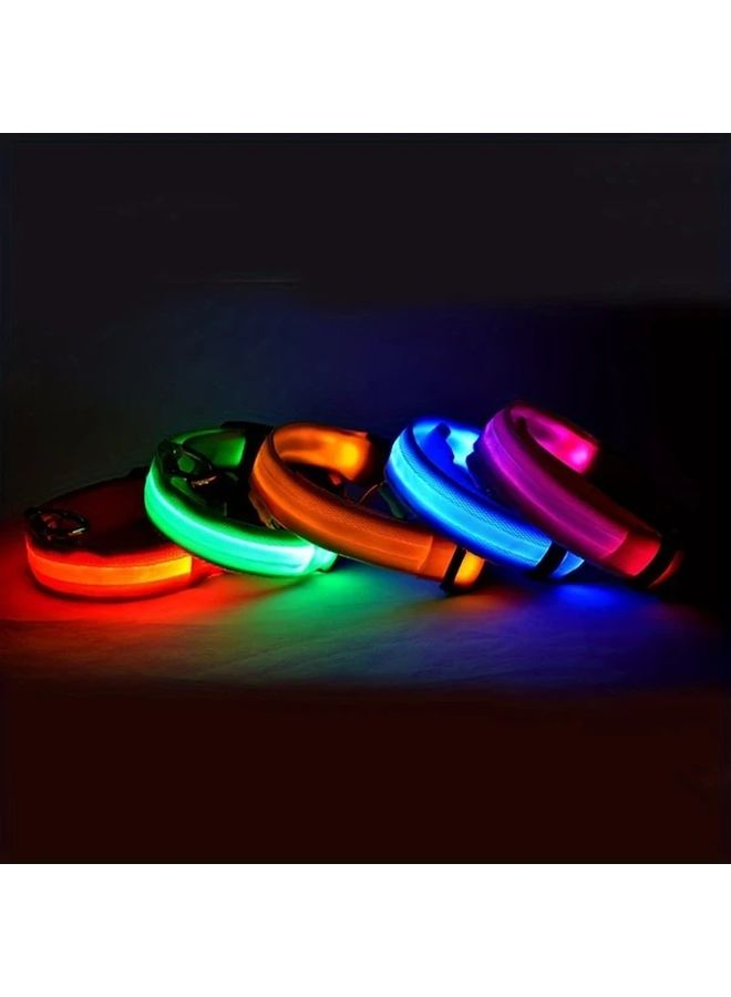 Orange Luminous Glowing Pet Dog Collar for Night Safety Durable Nylon Adjustable - Image 5