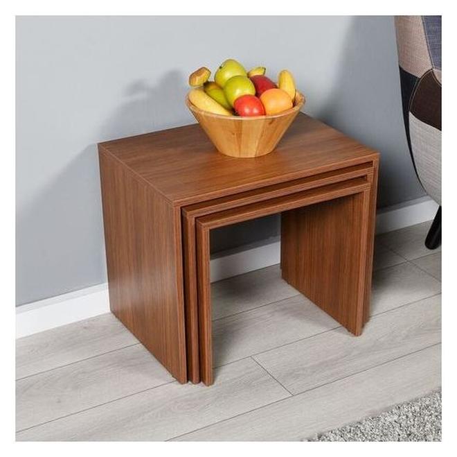 Modernhome 3 Pieces Multifunctional Wooden Coffee Table Set for Living Room Sofa Brown - Image 1