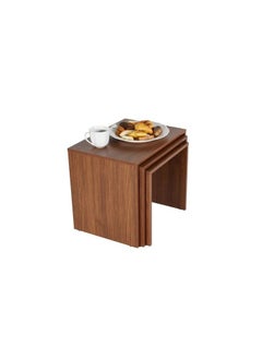 Modernhome 3 Pieces Multifunctional Wooden Coffee Table Set for Living Room Sofa Brown  - Image 2