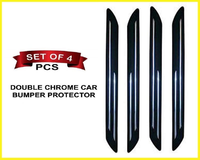 Bowrain Car Bumper Protector for Mahindra KUV 100 (2016 - Onwards) - (Black, Pack of 4, Chrome Strip) - Image 4