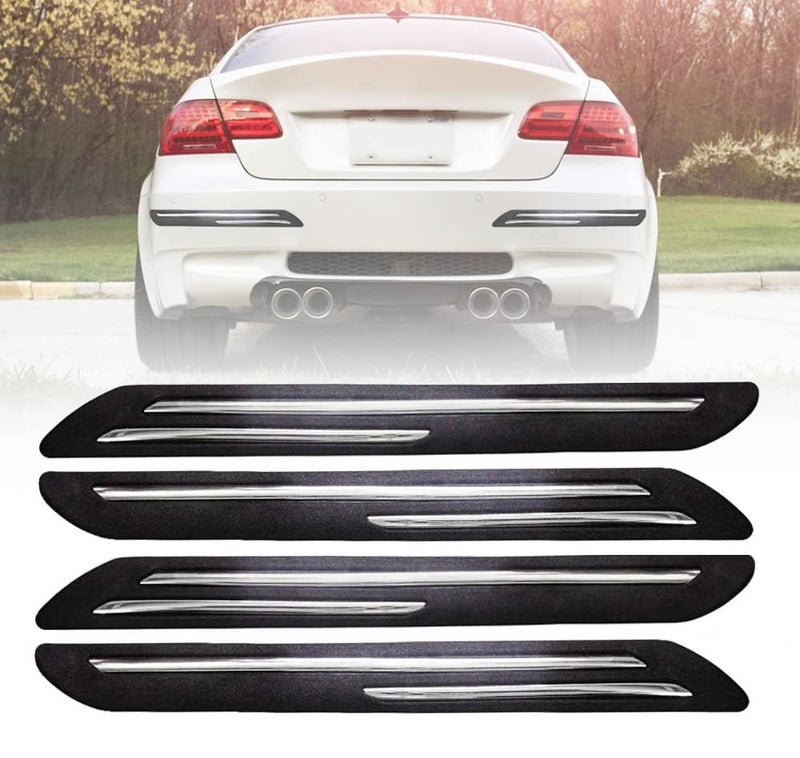 Bowrain Car Bumper Protector for Mahindra KUV 100 (2016 - Onwards) - (Black, Pack of 4, Chrome Strip) - Image 3