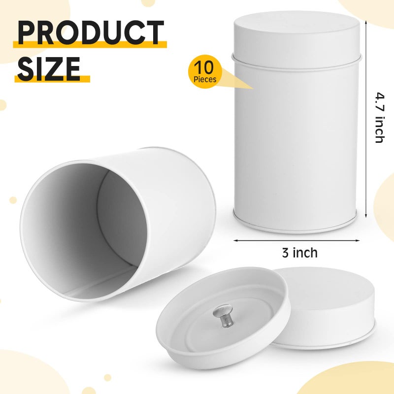 Zopeal 10 Pack Tea Tin Canister with Airtight Double Lids 16 oz Metal Round Tin Can Box with Lid Double Sealed Small Kitchen Container for Loose Tea Storage Coffee Sugar Candy Herbs and Spices - Image 2
