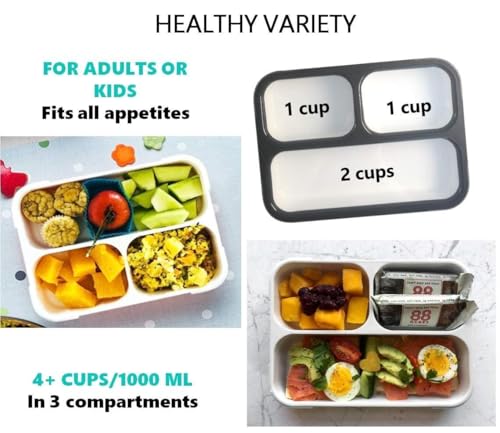 Kinsho Bento Box with Insulated Lunch Bag and Ice Pack. Lunch Container with 3 Divided Leak-Resistant Compartments Perfect for Work or School, Adults Boys Kids, Black with Camo Bag - Image 4