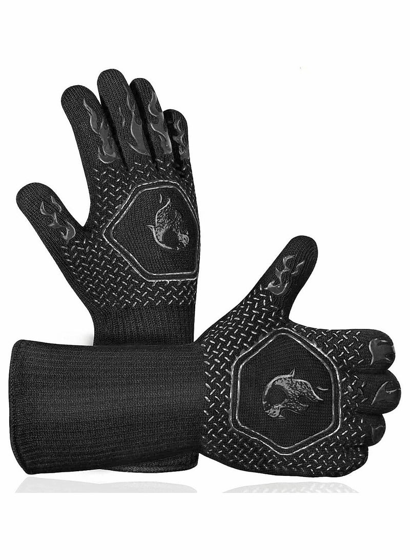 Long Silicone Oven Mitts Washable BBQ Grill Gloves Heat Resistant - Image 1