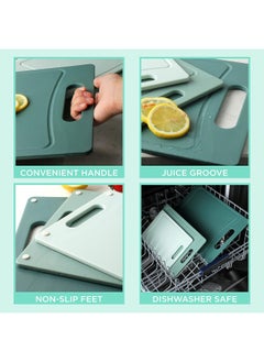 COOK WITH COLOR COOK WITH COLOR Cutting Board Set- 3 Pc. Kitchen Cutting Board Set - Large, Medium and Small Cutting Boards with Non Slip Bottom for Meat, Veggies, Fruits, Easy Grip Handle  - Image 3