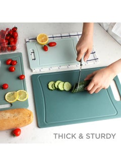 COOK WITH COLOR COOK WITH COLOR Cutting Board Set- 3 Pc. Kitchen Cutting Board Set - Large, Medium and Small Cutting Boards with Non Slip Bottom for Meat, Veggies, Fruits, Easy Grip Handle  - Image 5