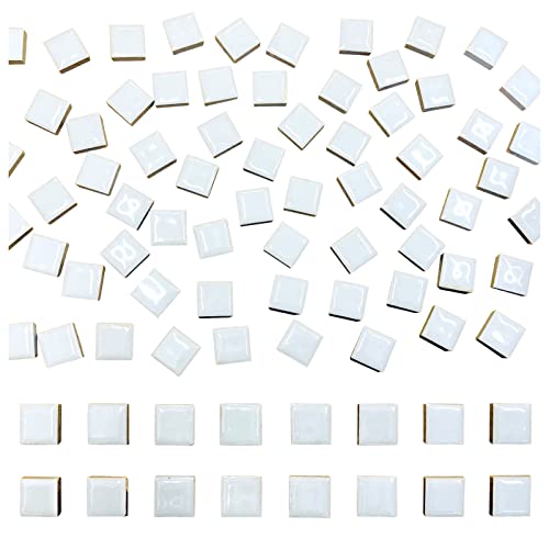 SMANTA 100 Pieces Ceramic Mosaic Tiles 3/5" Square Shapes Mosaic Ceramic Pieces Stained Ceramic Tiles Supplies for Crafts Beginner Mosaic Project Stepping Stones Mosaic Birdhouse Decor - White - Image 5