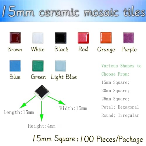 SMANTA 100 Pieces Ceramic Mosaic Tiles 3/5" Square Shapes Mosaic Ceramic Pieces Stained Ceramic Tiles Supplies for Crafts Beginner Mosaic Project Stepping Stones Mosaic Birdhouse Decor - White - Image 2