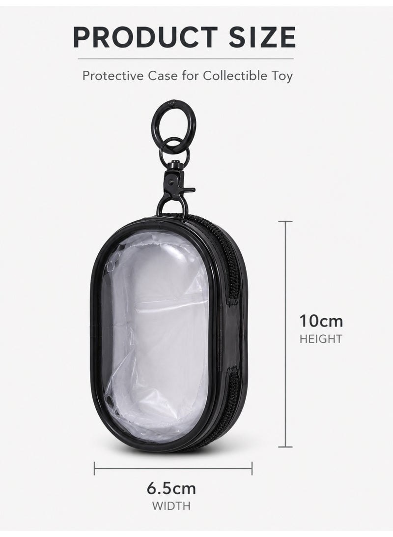 Transparent Mini Figure Case Keychain, Portable Display Holder for Small Collectible Dolls, Black - Image 4