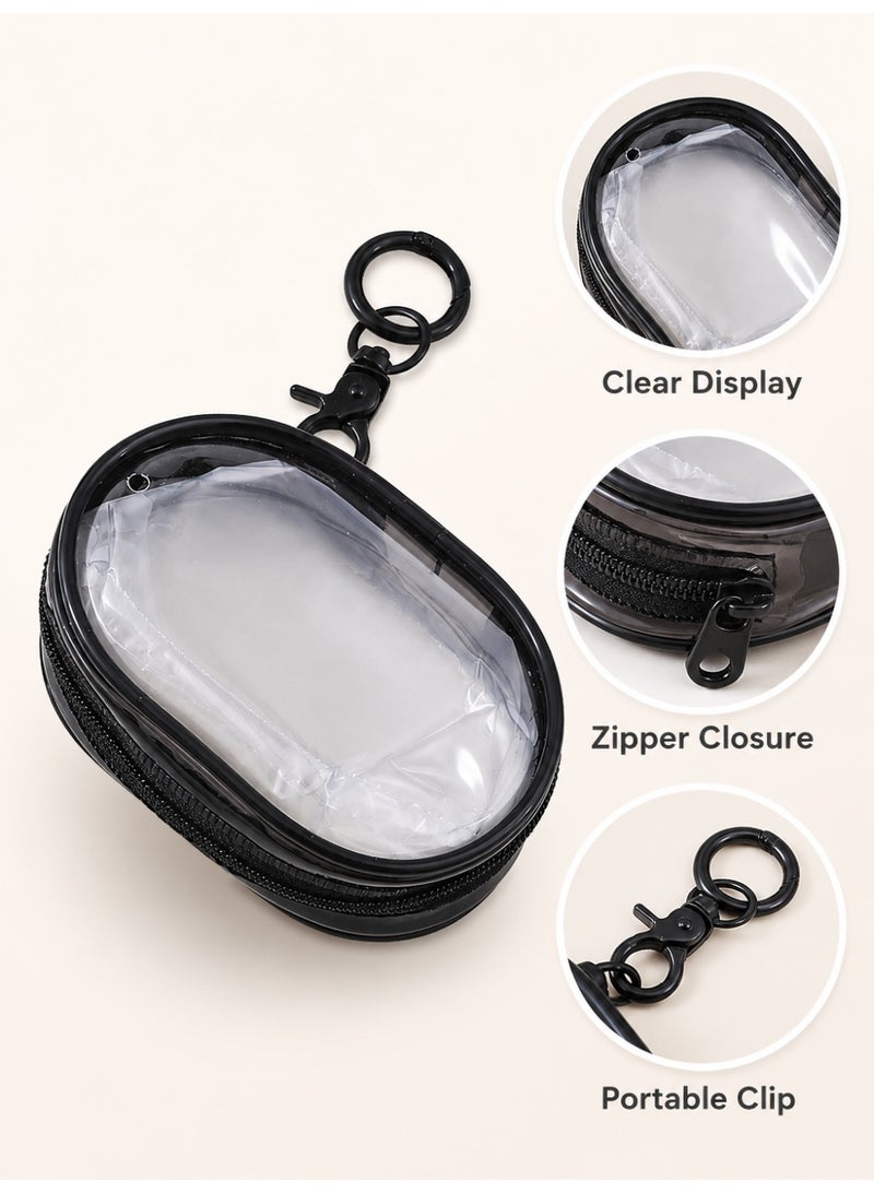 Transparent Mini Figure Case Keychain, Portable Display Holder for Small Collectible Dolls, Black - Image 2