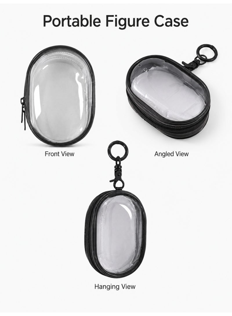 Transparent Mini Figure Case Keychain, Portable Display Holder for Small Collectible Dolls, Black - Image 5