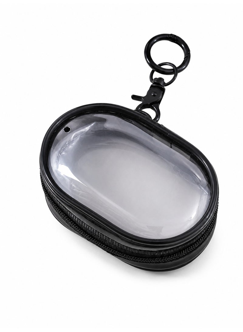 Transparent Mini Figure Case Keychain, Portable Display Holder for Small Collectible Dolls, Black - Image 1