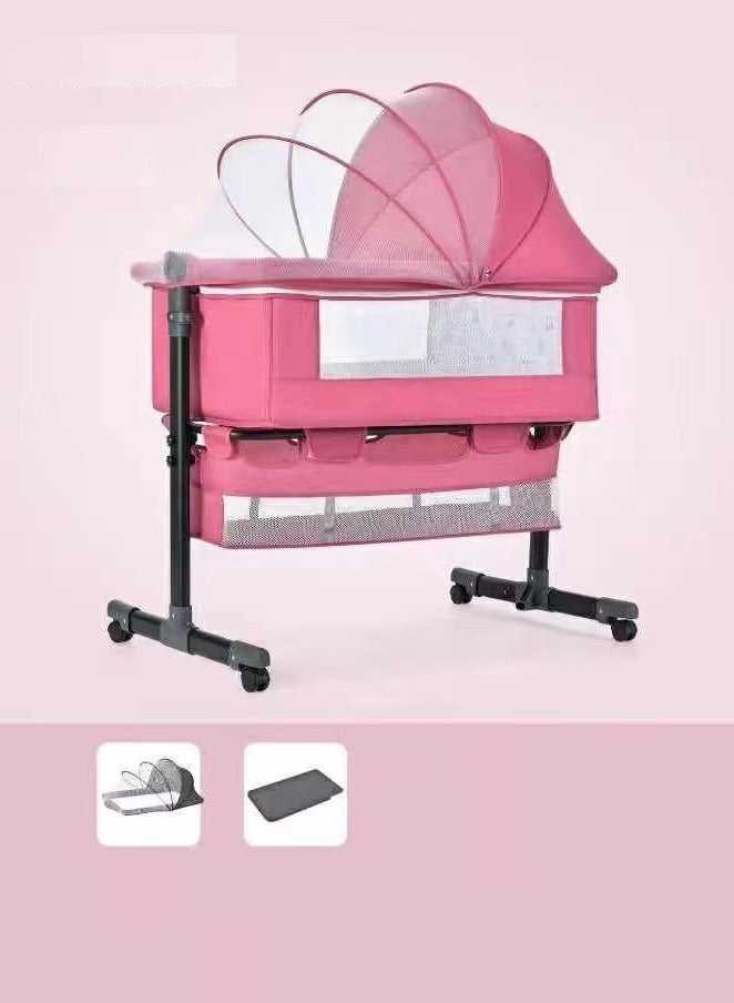 3 in 1 Baby Folding Crib Portable Cosleeping Bed With Adjustable Bedside And Sleeper 