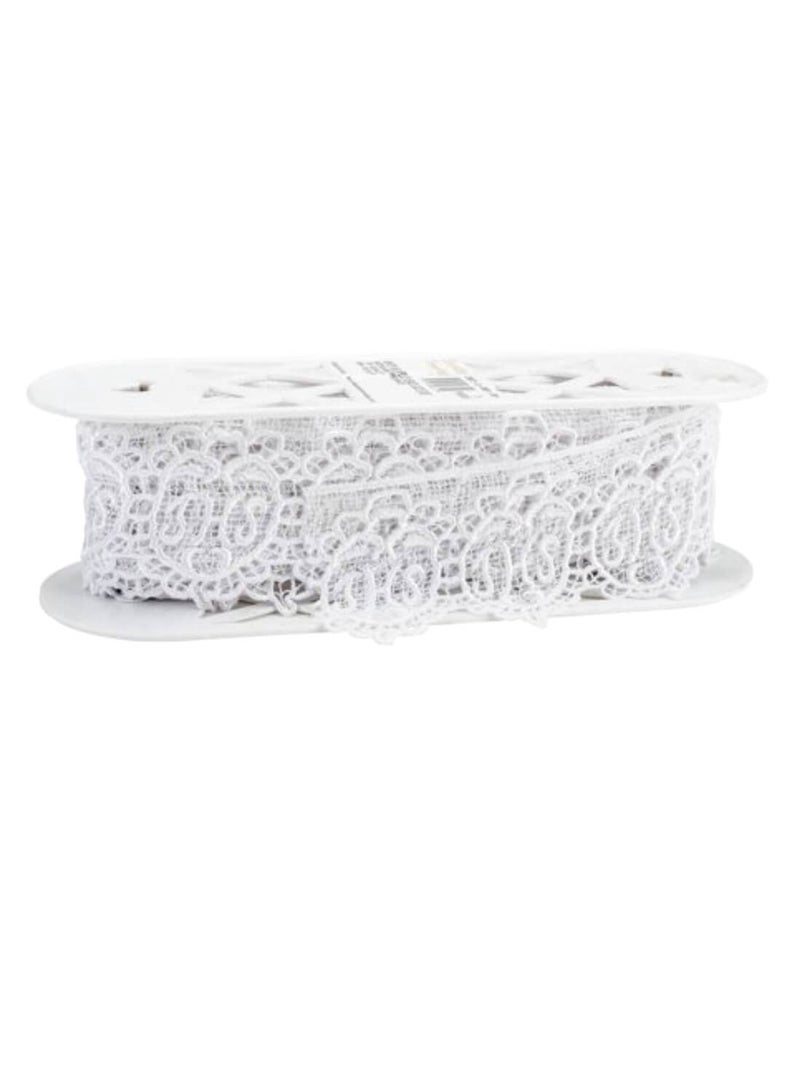 Abstract Edge Venice Lace Trim 3-1/8in White - Image 2