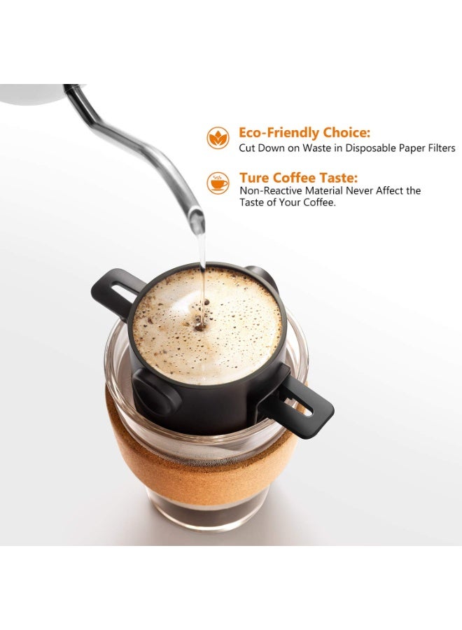 Pour Over Coffee Filter, Portable Stainless Steel Reusable Coffee Dripper Cone - Mini Collapsible Paperless Single Serve 1-2 Cup Coffee Maker for Travel Camping Offices Backpacking - Image 5