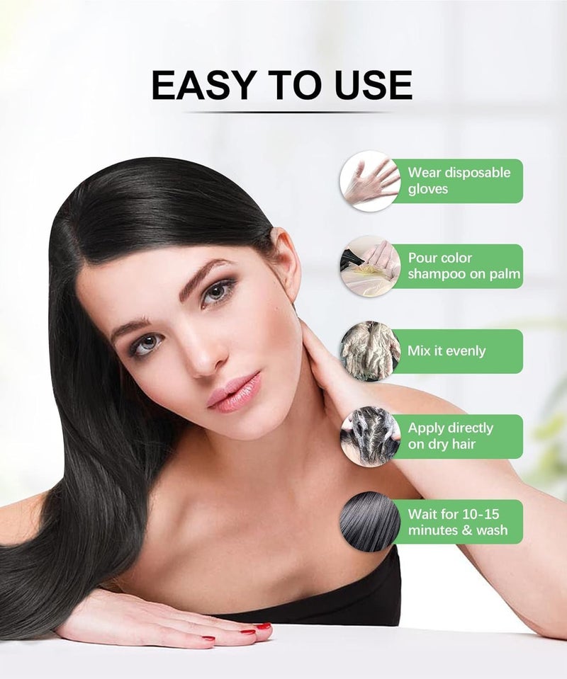 Herbishh Hair Colour Shampoo Black 400ml Set with Argan Oil Serum 30 ml & Pro Keratin Hair Mask 150 ml - Image 4