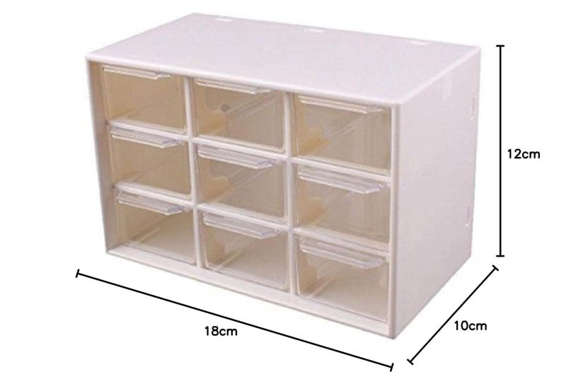 Cheet enterprise Mini Plastic Parts Storage Drawer Small Desktop Drawer Cabinet for Office Craft Supplies 9 Drawer Storage Organizer Makeup WHITE - Image 2