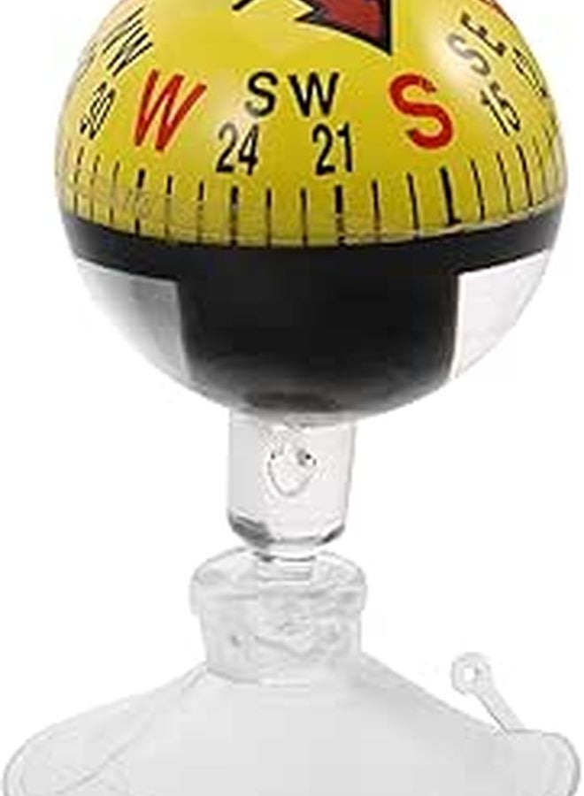 Yellow Plastic Car Dashboard Suction Cup Compass Ball 38mm for Outdoor Hiking Marine Navigation - Image 1