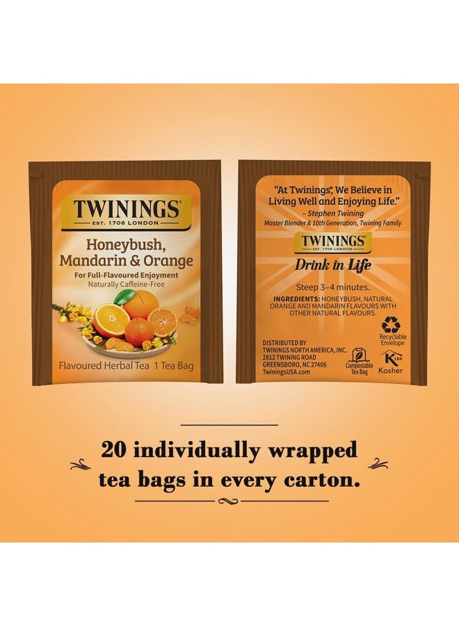 Twinings Honeybush Mandarin & Orange Herbal Tea - Naturally Caffeine-Free Tea Bags Individually Wrapped, 20 Count - Image 2