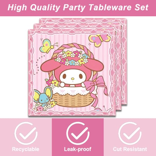 MUSNOW 40Pack Melod birthday Party Supplies include 20 plates, 20 napkins for the Melod party decoration - Image 3