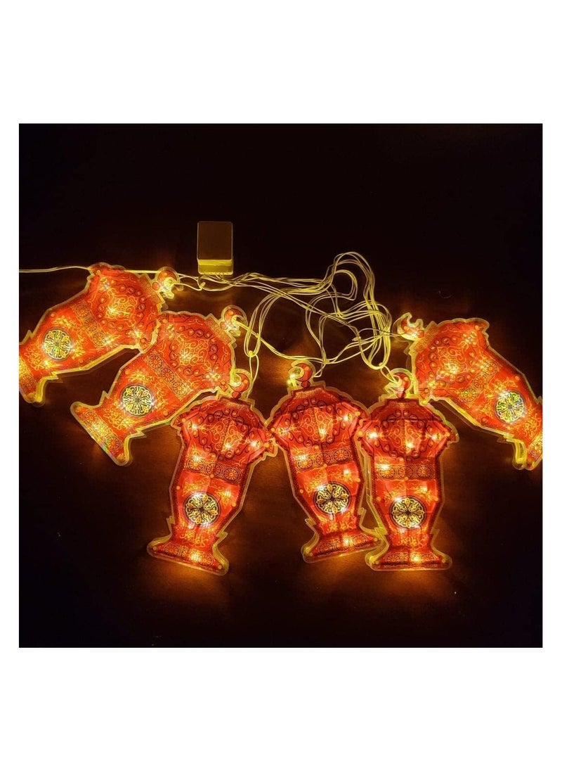 Generic Ramadan rope of warm white luminous plasma lanterns, for a pleasant Ramadan atmosphere (mr-12) (x-2)  - Image 1