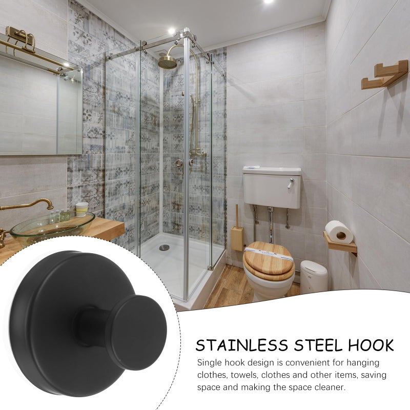 Matte Black 304 Stainless Steel Suction Towel Hooks For Glass Door Shower Wall - Image 4