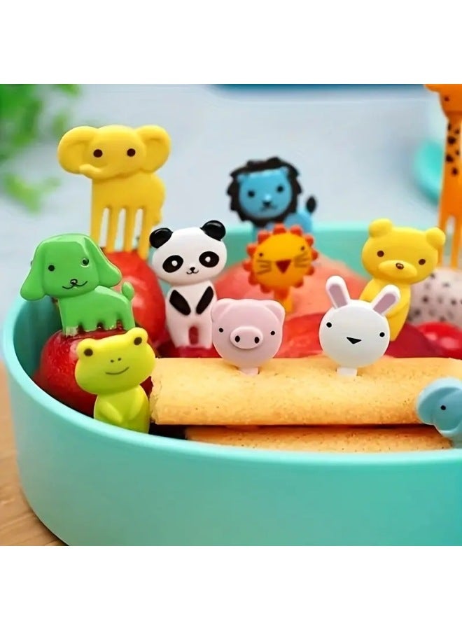 Cartoon Children's Creative Baby Fruit Fork Animal Cute Plastic Cartoon Fruit Fork Suit Fruit Fork Sign Insert-Color:Transparent Box-Specifications: Hat Style  - Image 4