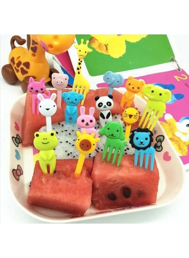 Cartoon Children's Creative Baby Fruit Fork Animal Cute Plastic Cartoon Fruit Fork Suit Fruit Fork Sign Insert-Color:Transparent Box-Specifications: Hat Style  - Image 3