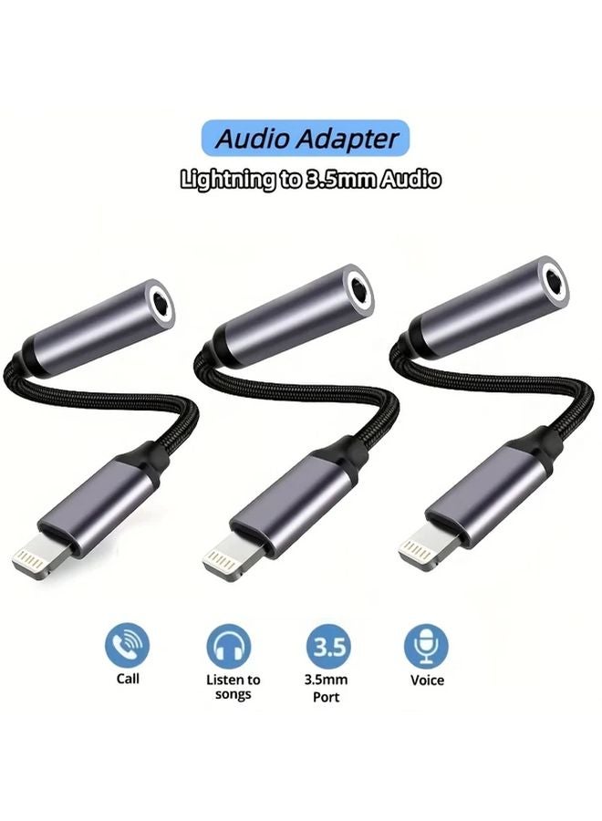 Lightning to 3 5mm Audio Adapter 3pcs for iPhone Charging Music Playback Data Transfer - Image 1