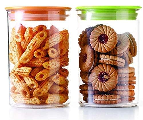 MEETDIP Plastic Kitchen Storage Airtight Jar for Food Beans Nuts Snack Pasta Cookie Candy Biscuit Multi Color Set of 3 - Image 3