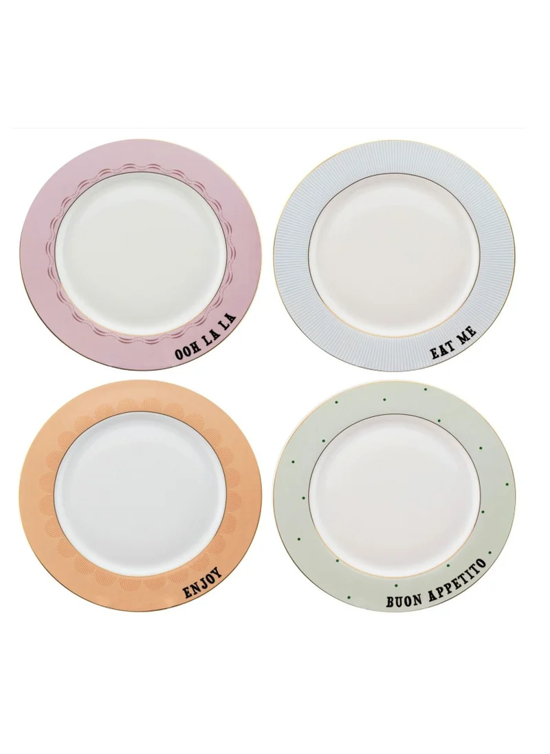 ايفون الين Yvonne Ellen 4 Piece Pastel Slogan Plates