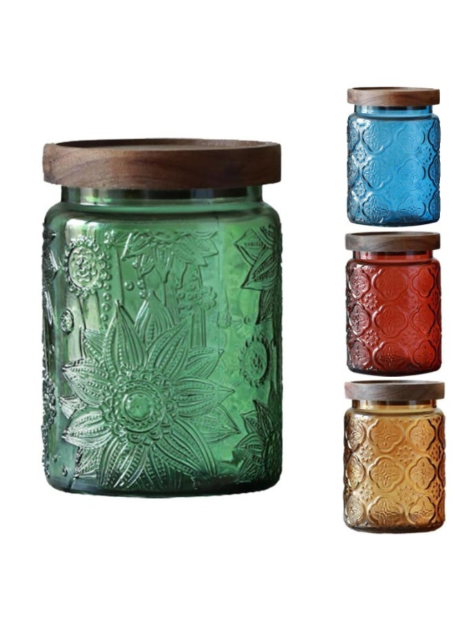 Vintage Glass Jar, Sunflower Storage Jar, 23.7 FL OZ Glass Jar with Solid  Lid, Glass Food Storage Canister for Kitchen, Laundry Detergent, Coffee, Candy Jar Cute Jar - Image 1