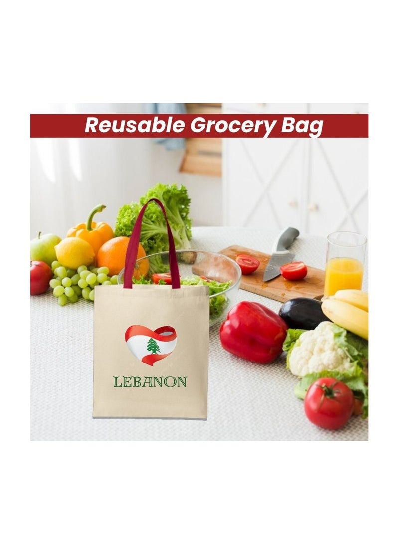 PRINTSHOP4ME Lebanon Cotton Tote Bag–Eco-Friendly,Reusable Cotton Bag With Sturdy Red Handles–Perfect For Celebrating Events And Festivals-Party Gift Idea And Cotton Gift Bag - Image 5