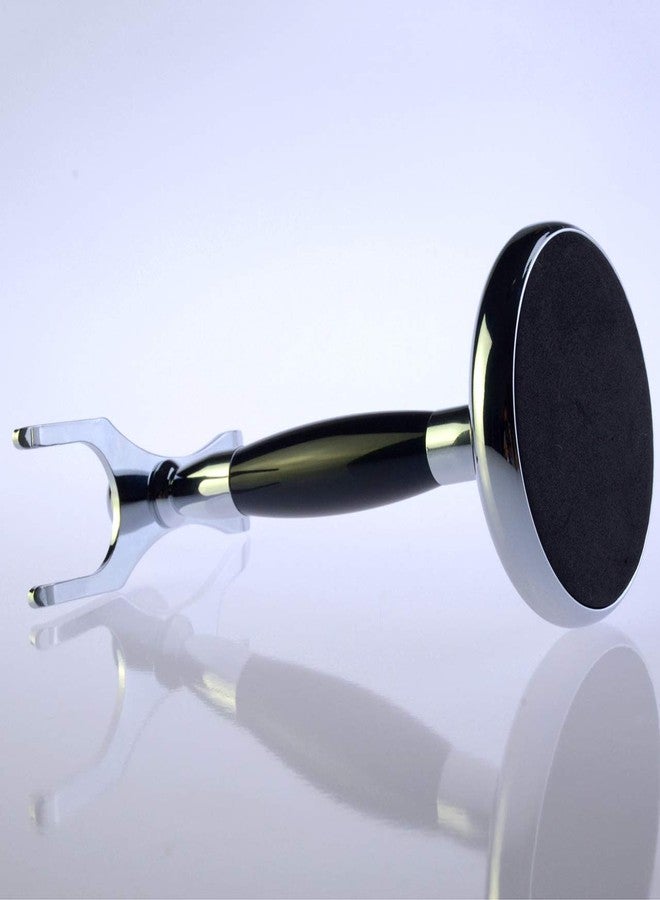 SANWA Deluxe Stainless Steel Shaving Brush Stand Holder for Razor & Brush Weighted Base Black Handle - Image 3
