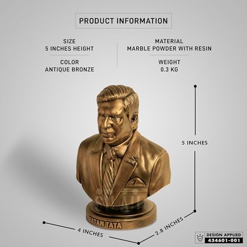 SILAII Ratan Tata Sculpture - 5 Inch Antique Bronze Finish - Handcrafted Iconic Leader Statue for Home Decor, Office Desk, Gift for Followers of Ratan Tata (5 Inch) - Image 2