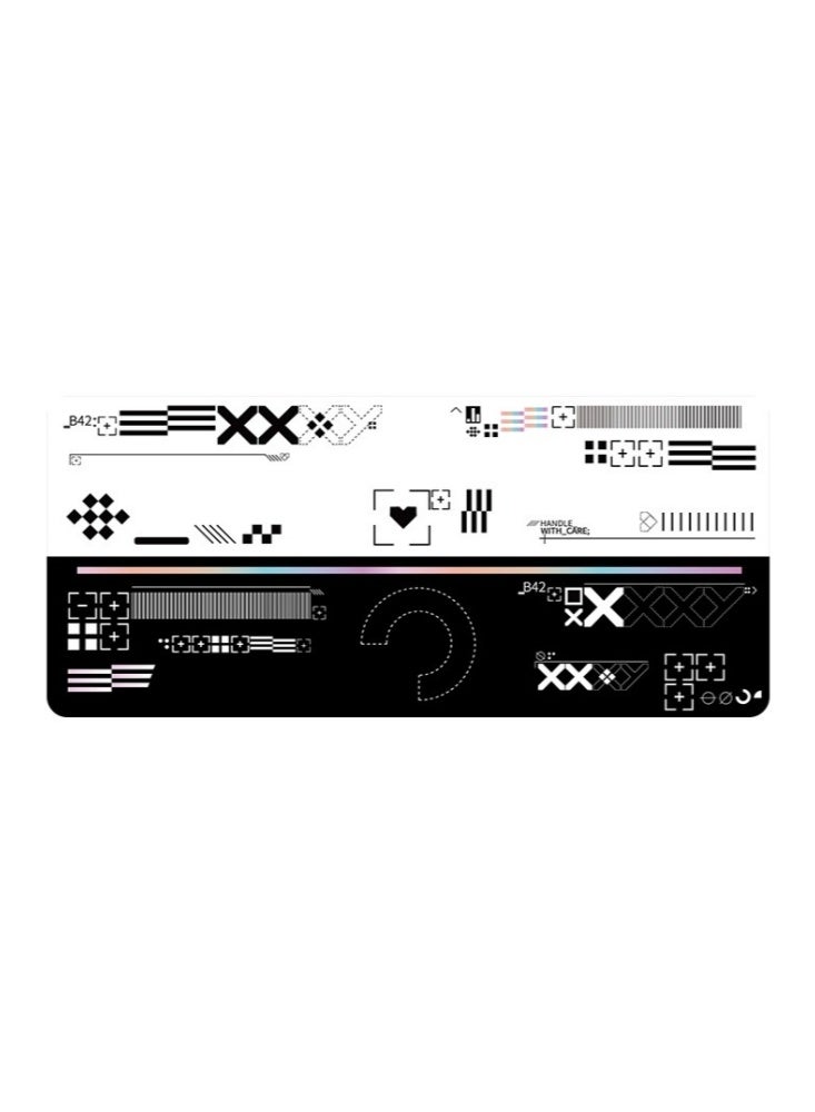 Large Gaming Mouse Pad Stitched Edges Extended Mousepad Smooth Cloth Surface Non-Slip Rubber Base Waterproof Anime Fine Woven Jacquard Spill-Resistant Desk Pad for Keyboard and Mouse for Precise and Quick Gliding of the Mouse Black and White(Geometry)  - Image 1