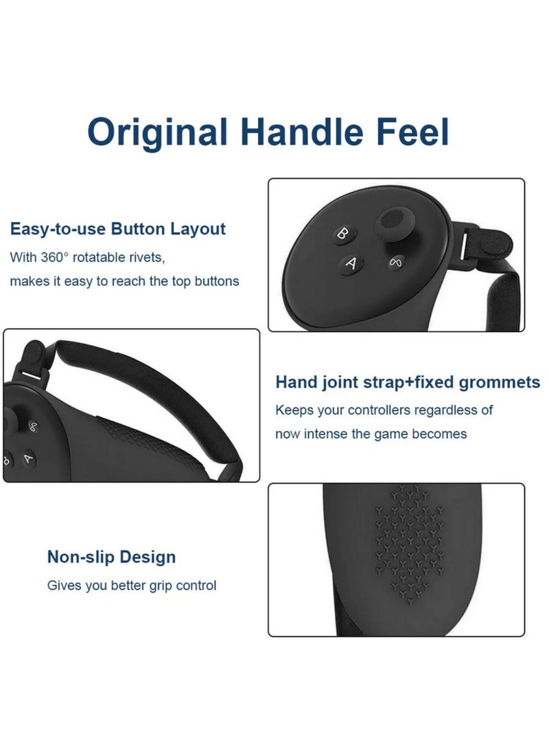 غلاف سيليكون واقي لحاسوب Meta Quest 3 VR، غطاء للرأس والوجه، وسادة عين، مقابض، أزرار، إكسسوارات VR باللون الأسود - Image 2