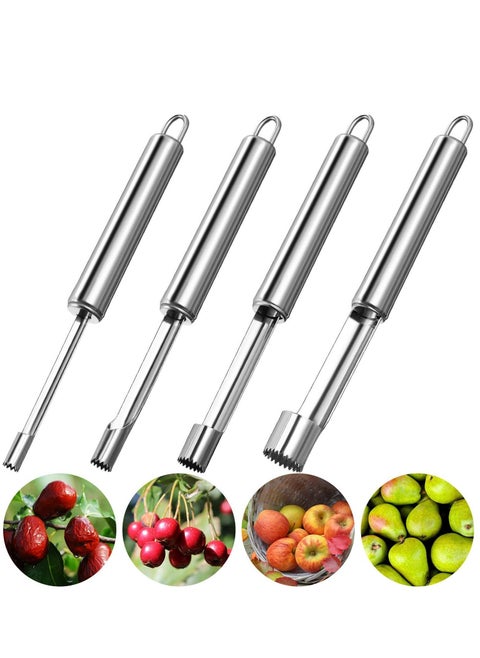 Corer, Lever Tool by Stainless Multi-Function Fruit Corer and Pitter Remover Set with Serrated Blade Pear Corer 4 Sizes for Home Kitchen, Pear, Cherry, Jujube and Red Date 4 Pieces
