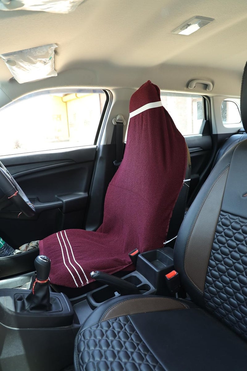 DANSHREE All car seat Towel ALLOFFICE Chair Towel with Tie Knot 550 GSM Pack of 1 Original Product AS PER Picture Shown Marron - Image 1