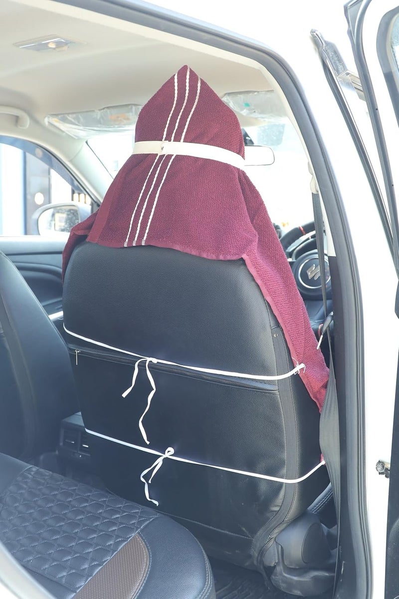 DANSHREE All car seat Towel ALLOFFICE Chair Towel with Tie Knot 550 GSM Pack of 1 Original Product AS PER Picture Shown Marron - Image 3